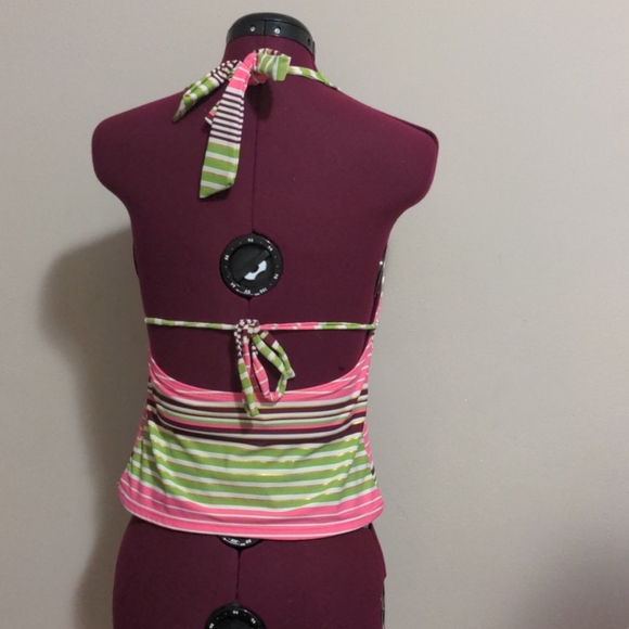 Pink and Green striped swim top - Picture 2 of 3